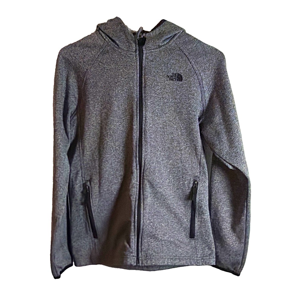 The North Face Boys Gray Hooded Full Zip Fleece Jacket w/ Pockets L 14/16